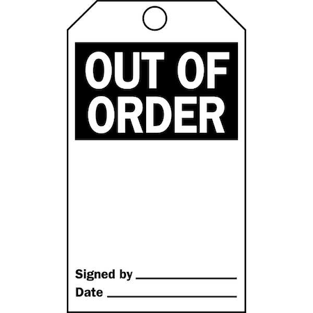 Brady Tag, Black/White, 5-3/4inH, 3inW, PK25 76215