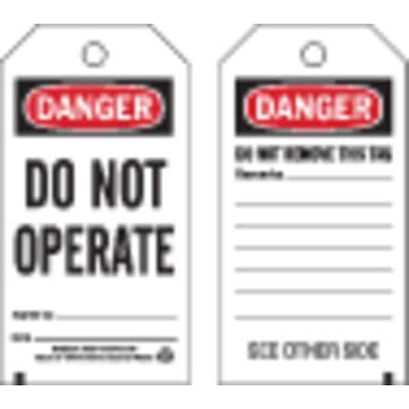 Brady Danger Tag, 5-3/4 x 3 In, Do Not Opr, PK25, 65367 65367