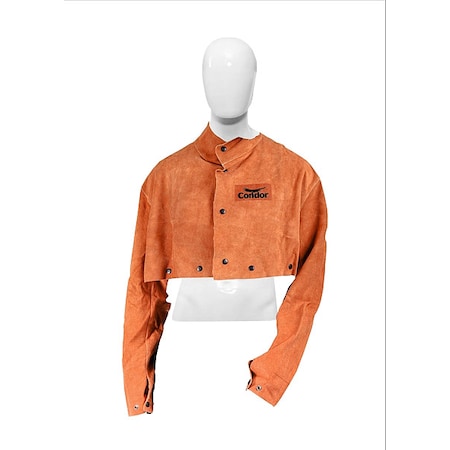 Condor Welding Cape Sleeve, Leather, 16 in Length, Brown, Straight Cuff 5T177