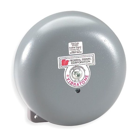 Federal Signal Bell, Bell, Continuous, 120V AC, 100 dB, Industrial Grade/Powder-Coat Paint, Gray, Outlet Box Mount 506-120-1