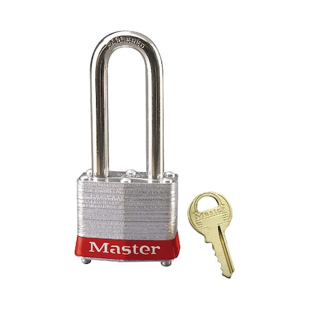 Master Lock Lockout Padlock, Keyed Different, Steel, Red, 2 in Shackle Height, 1 9/16 in Body Width 3LHRED