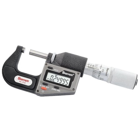 Starrett Electronic Micrometer, 0 to 1", 0.00005 Res 3732XFL-1