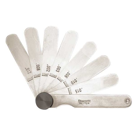 Starrett Thickness Gage, Straight, 0.0015-0.015 In 172A