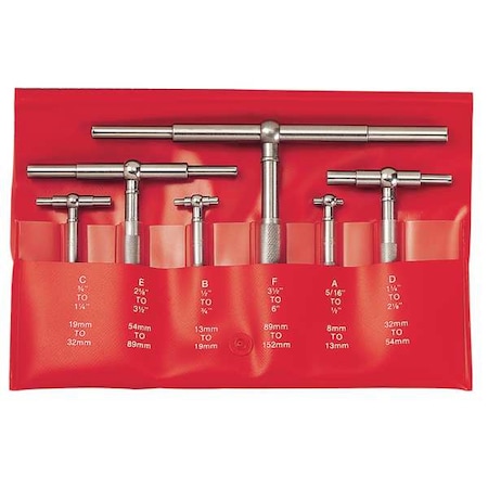 Starrett Telescoping Gage Set, 5/16-6 In, 6 Pc S579HZ