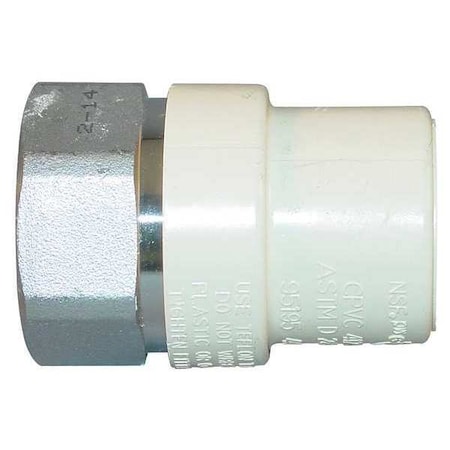 Zoro Select CPVC Transition Female Adapter, CTS, Schedule SDR-11, 3/4" Pipe Size, FNPT x CTS Hub 4135-007SS