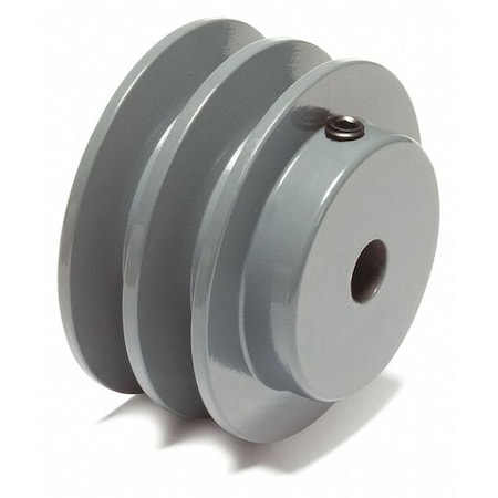 Zoro Select 1/2 in Fixed Bore 2 Groove V-Belt Pulley 2.55 in OD 2AK25X1/2