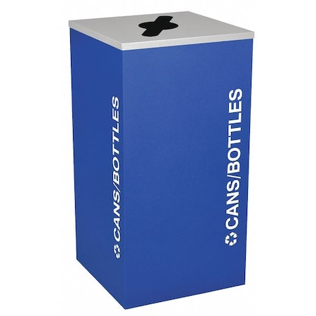 Tough Guy 24 gal Square Recycling Bin, Open Top, Blue, Steel, Plastic, 1 Openings 5UJC6