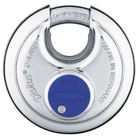 Abus Padlock, Master Keyed, Partially Hidden Shackle, Disc Stainless Steel Body, Stainless Steel Shackle 24IB/60 MK