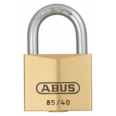 Abus Padlock, Master Keyed, Standard Shackle, Rectangular Brass Body, Steel Shackle, 15/16 in W 85/40 MK KD