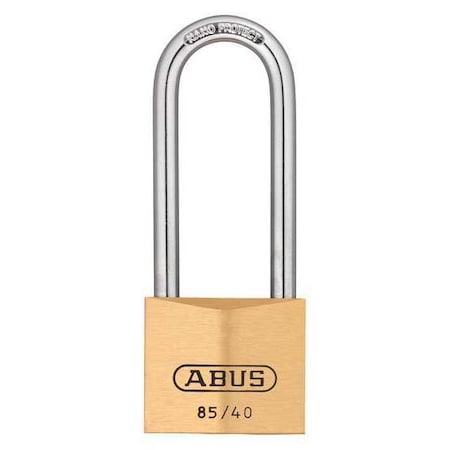 Abus Padlock, Master Keyed, Long Shackle, Rectangular Brass Body, Steel Shackle, 15/16 in W 85HB/40 MK KD