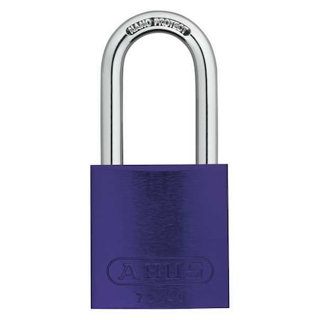 Abus Lockout Padlock, Keyed Different, Aluminum, Purple, 1 1/2 in Shackle Height, 1 9/16 in Body Width 72 HB/40-40 KD Purple