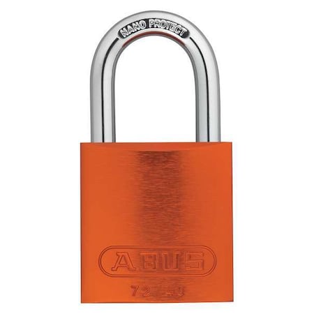 Abus Lockout Padlock, Keyed Different, Aluminum, Orange, 1 in Shackle Height, 1 9/16 in Body Width 72 /40 KD Orange