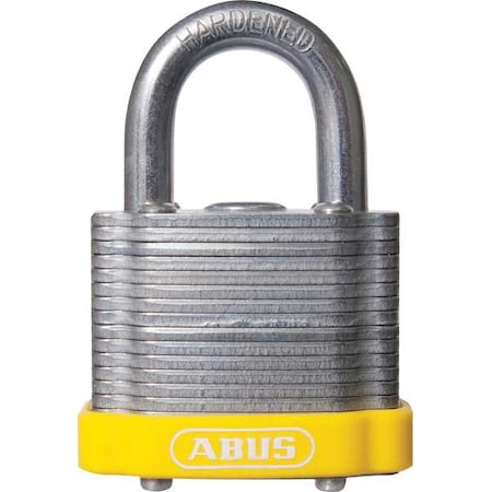 Abus Lockout Padlock, Keyed Different, Steel, Yellow, 3/4 in Shackle Height, 1 1/2 in Body Width 41/40 KD Yellow