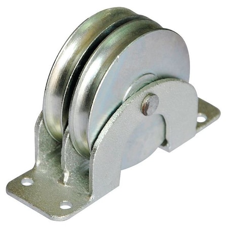 Zoro Select Double Pulley Block, Wire Rope, 1/4 in Max Cable Size, Galvanized 5ULN3