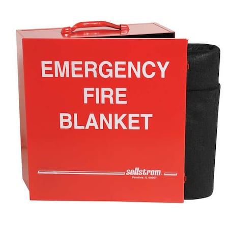 Sellstrom Fire Blanket and Cabinet, Carbon Felt S97456