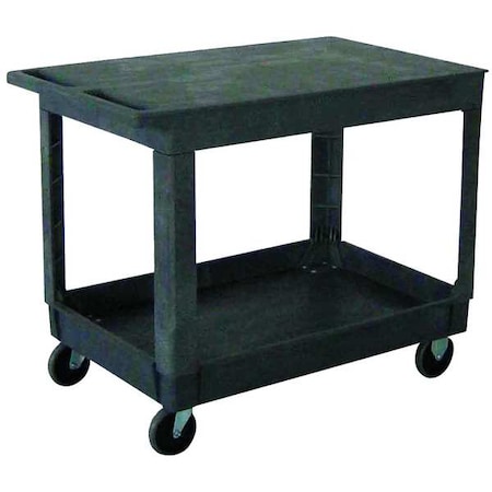 Zoro Select Utility Cart with Deep Lipped & Flush Plastic Shelves, Plastic, 500 lb Load Capacity, 2 Shelves 5UTJ7