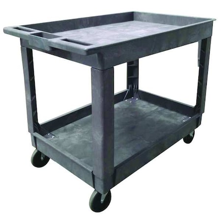 Zoro Select Utility Cart with Deep Lipped Plastic Shelves, Plastic, 500 lb Load Capacity, 2 Shelves, 41 in L 5UTJ2