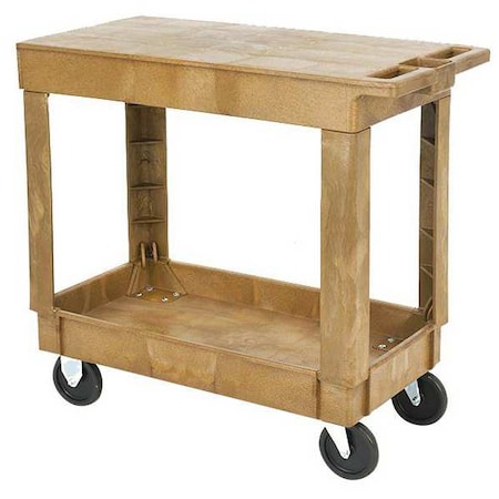 Zoro Select Utility Cart with Deep Lipped & Flush Plastic Shelves, Plastic, 500 lb Load Capacity, 2 Shelves 5UTJ4