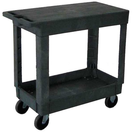 Zoro Select Utility Cart with Deep Lipped & Flush Plastic Shelves, Plastic, 500 lb Load Capacity, 2 Shelves 5UTJ5