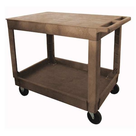 Zoro Select Utility Cart with Deep Lipped & Flush Plastic Shelves, Plastic, 500 lb Load Capacity, 2 Shelves 5UTJ6