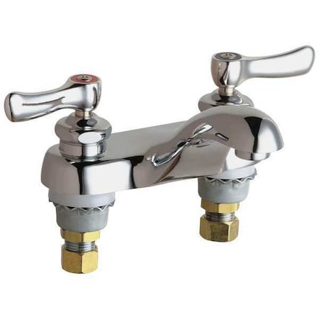 Chicago Faucet Manual Low Arc Bathroom Faucet, 4" Mount, Polished Chrome 2 Hole 802-ABCP
