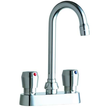 CHICAGO FAUCET Metering 4" Mount, 2 Hole Gooseneck Bathroom Faucet, Polished chrome 895-665ABCP