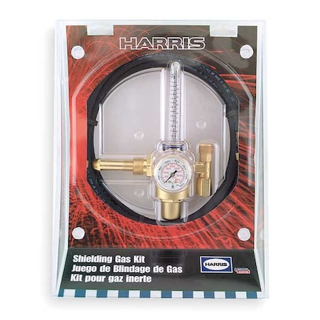 Harris Flowmeter Regulator and Hose Kit, Argon, Single Stage, 0.965"-14 Inlet, 5/8"-18 Outlet 355AR-58010