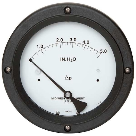 Midwest Instrument Pressure Gauge, 0 to 5 In H2O 130-0110