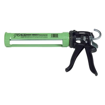 Pc Products Caulk Gun, 8 oz Container Size, Steel, 26:01:00, Half Barrel Frame, Green 900550