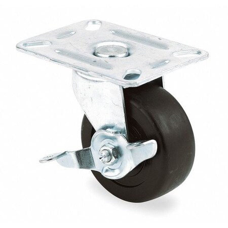 E.R. Wagner Swivel Plate Cstr w/Brke, 250 lb, 3 In Dia 2F9843038002197R