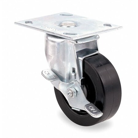 E.R. Wagner Swivel Plate Cstr w/Brke, 240 lb, 5 In Dia 3F28B5404005199R