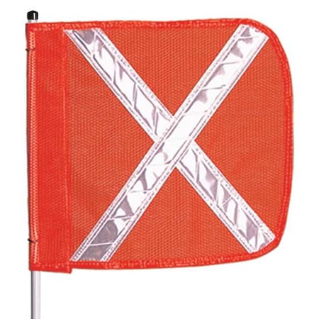 Checkers Warning Whip with Reflective X Flag, White Whip, Orange Flag, Threaded Hex Base Mount FS5X-O