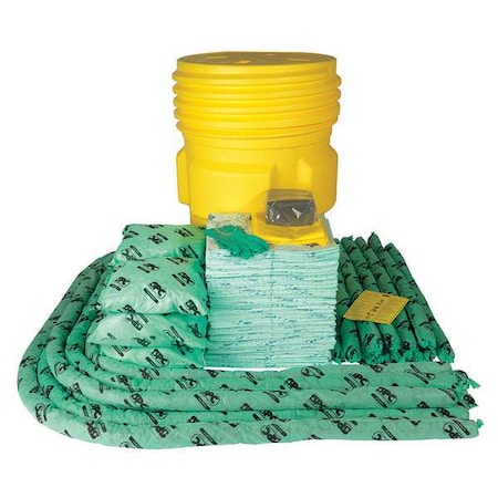 Brady Spill Kit, 82 gal Volume Absorbed per Kit, 95 gal Capacity, Drum, Yellow SKH-95