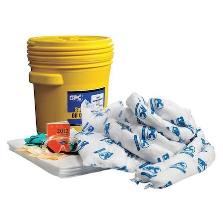 Brady Spill Kit, 16 gal Volume Absorbed per Kit, 20 gal Capacity, Drum, Yellow SKO-20