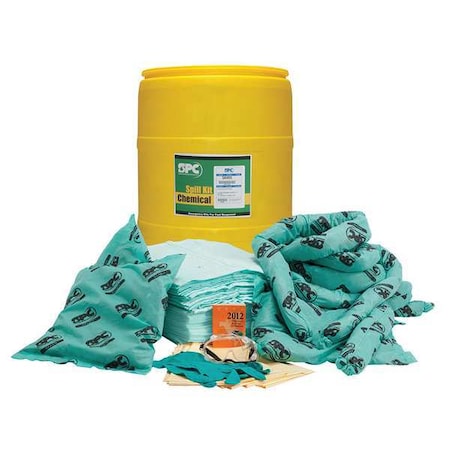 Brady Spill Kit, 37 gal Volume Absorbed per Kit, 55 gal Capacity, Drum, Yellow SKH-55