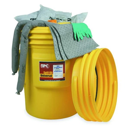 Brady Spill Kit, 82 gal Volume Absorbed per Kit, 95 gal Capacity, Drum, Yellow SKA-95