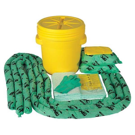 Brady Spill Kit, 16 gal Volume Absorbed per Kit, 20 gal Capacity, Drum, Yellow SKH-20