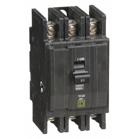 Square D Miniature Circuit Breaker, QO Series, 50A, 3 Pole, 120/240V AC, 10kA at 120/240V AC QOU350