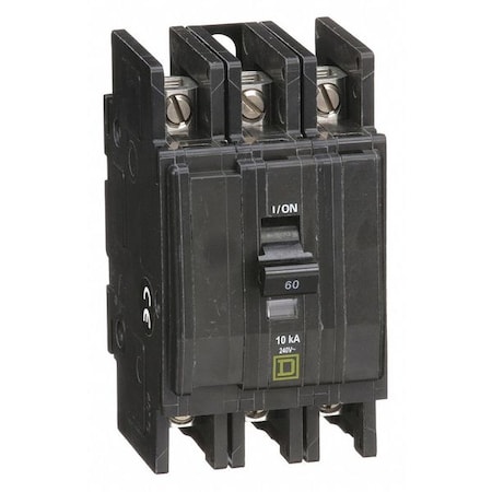 Square D Miniature Circuit Breaker, QO Series, 60A, 3 Pole, 120/240V AC, 10kA at 120/240V AC QOU360