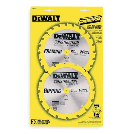 Dewalt 6-1/2" 18-Tooth and 24-Tooth Blade Combo Pack (DW9155 & DW9154) DW9158