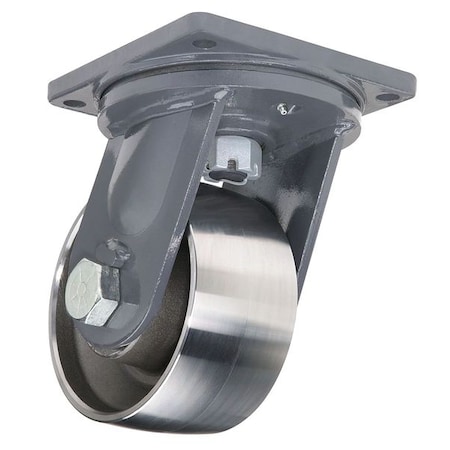 Hamilton Plate Caster, Swivel, Forged Steel, 8 in, 17,000 lb S-MD-84FST-4SL
