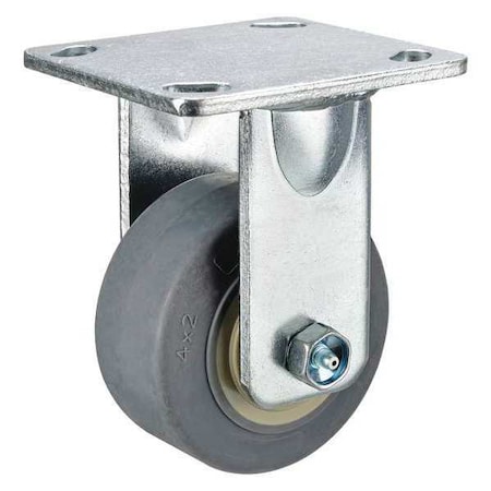 Zoro Select Rigid Plate Caster, TPR, 4 in., 350 lb. P21R-PRP040R-14