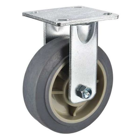 Zoro Select Rigid Plate Caster, TPR, 5 in., 375 lb. P24R-PRP050K-14