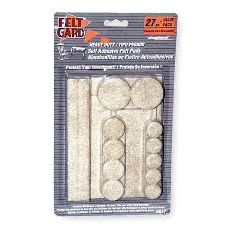 Zoro Select Felt Pads, Self-Stick Adhesive, Multiple 79947
