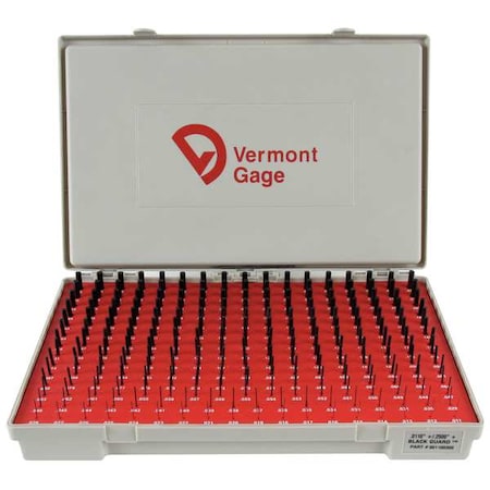 Vermont Gage Pin Gage Set, Plus, 0.011-0.250 In, Black 901100300