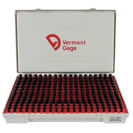 Vermont Gage Pin Gage Set, Plus, 0.251-0.500 In, Black 901100500