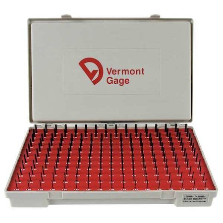 Vermont Gage Pin Gage Set, Plus, 1.30-4.98mm, Black 902100200