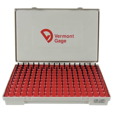Vermont Gage Pin Gage Set, Minus, 1.31-4.99mm, Black 902400200