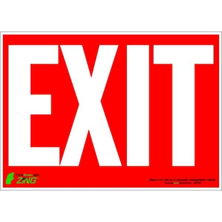 Zing Exit Sign, Polyester, 14" W, 10" H, Exit, Red 2078S