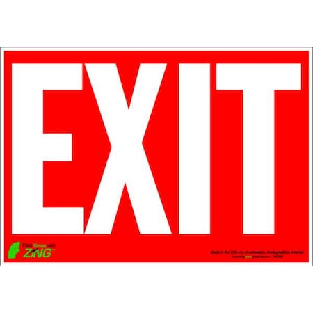 Zing Exit Sign, Polyester, 10" W, 7" H, Exit, Red 1078S
